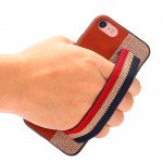 Wholesale iPhone 8 / 7 Striped Hand Strap Grip Holder PU Leather Case (Gray)